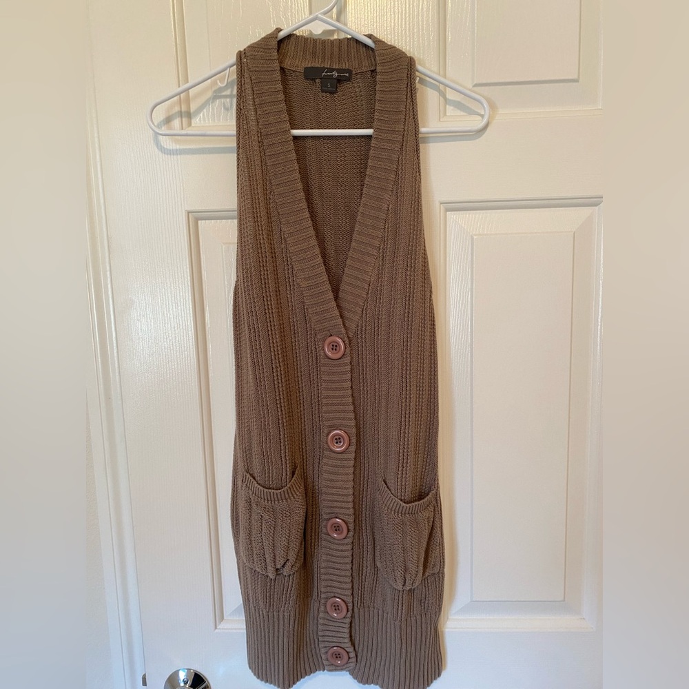 Forever 21 Long Sleeveless Cardigan Vest